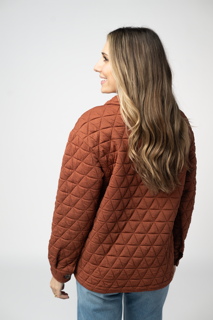 IN STOCK Geometric Button Down Jacket - Rust FINAL SALE