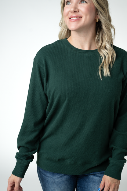 IN STOCK Corrine Ribbed Pullover Top - Evergreen
