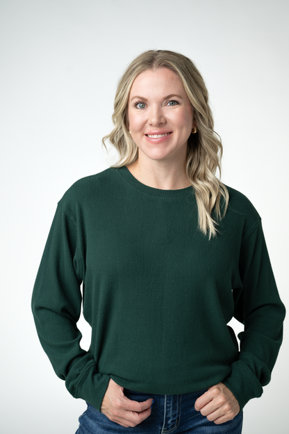 IN STOCK Corrine Ribbed Pullover Top - Evergreen