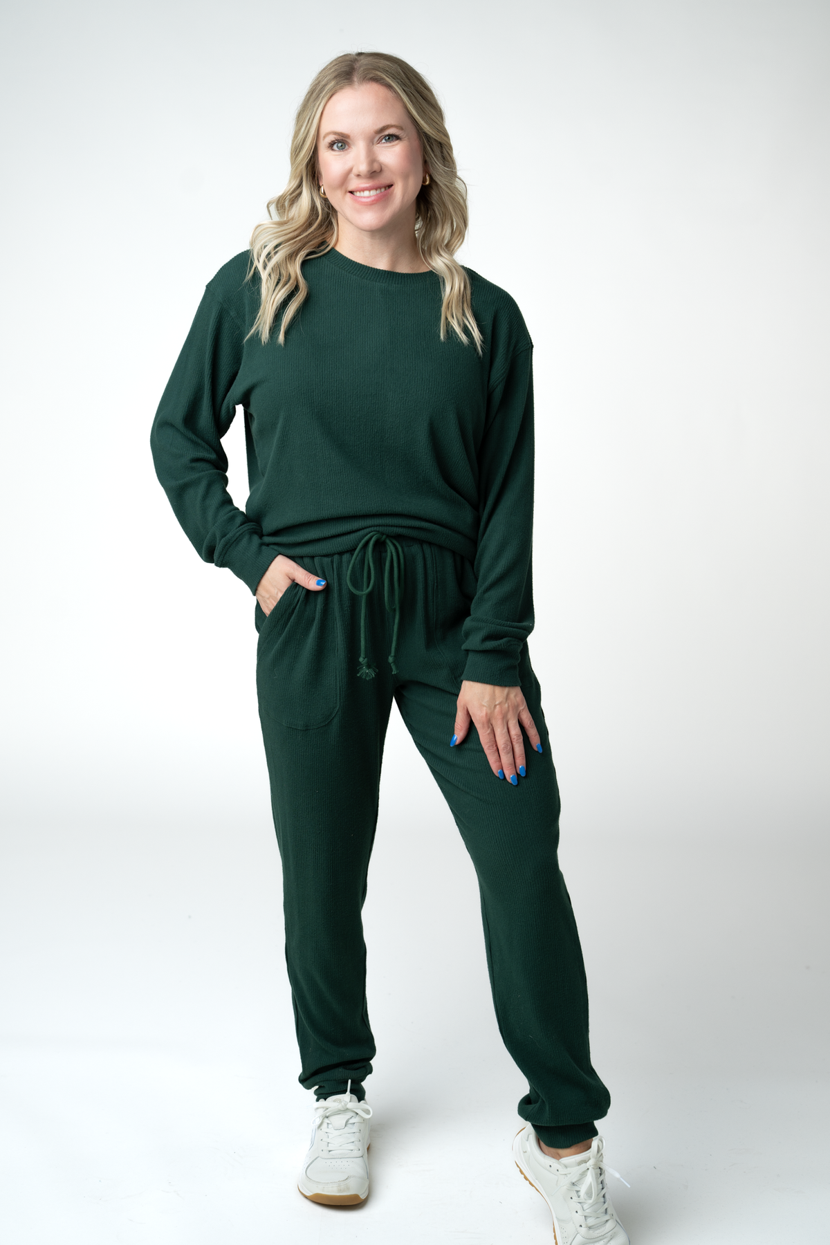IN STOCK Corrine Ribbed Pullover Top - Evergreen