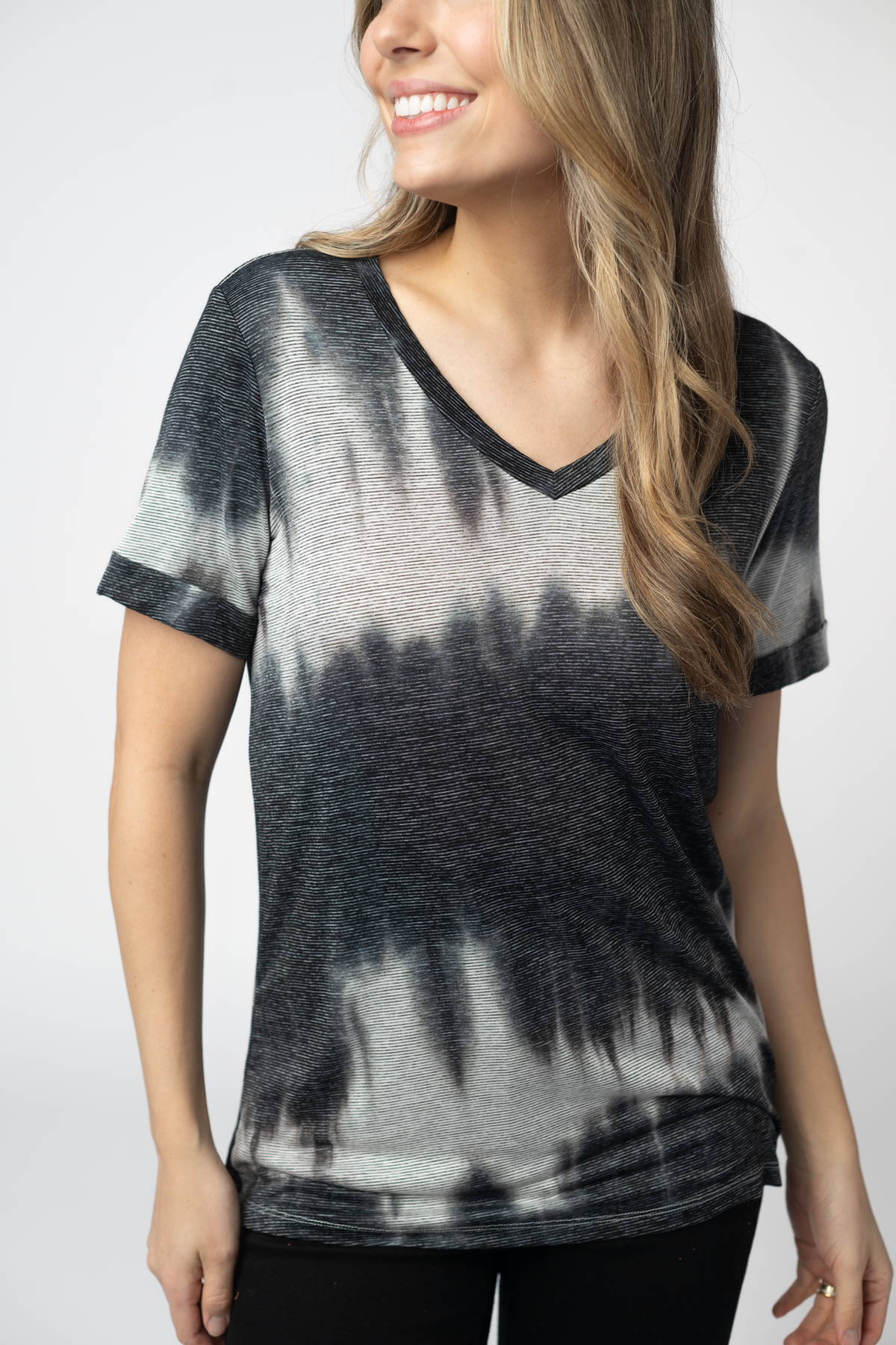 IN STOCK Sophie Top - Ombre Micro Stripes Midnight and White FINAL SALE
