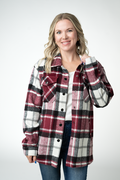 IN STOCK Norah Shacket - Merlot Plaid Mix