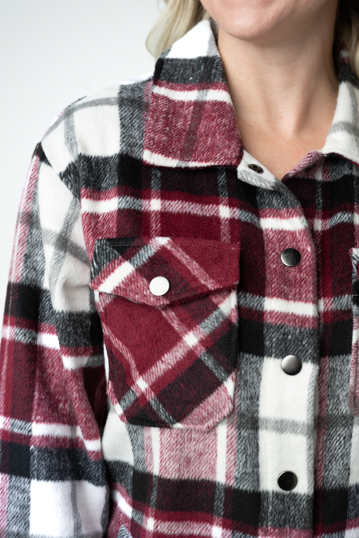 IN STOCK Norah Shacket - Merlot Plaid Mix