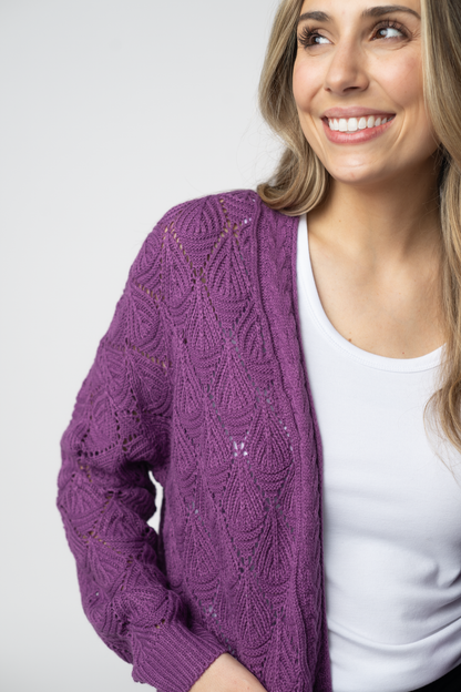 IN STOCK Open Knit Cardigan - Purple FINAL SALE
