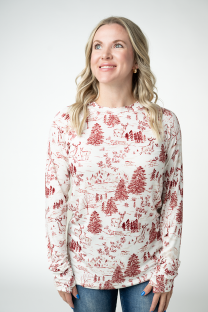 IN STOCK Blair Long Sleeve Top - Cranberry Woodland