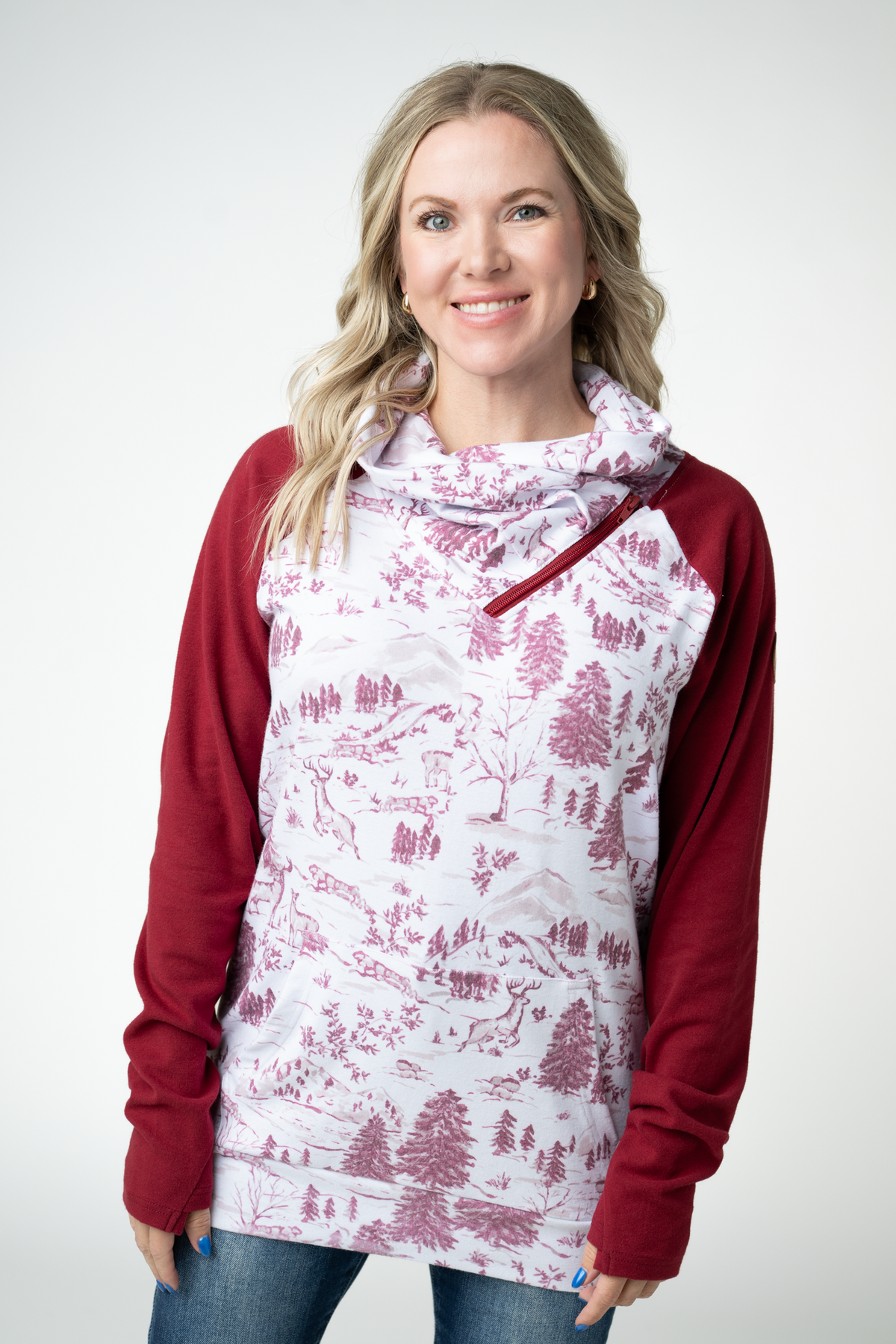 IN STOCK Classic Zoey ZipCowl Sweatshirt - Cranberry Woodland