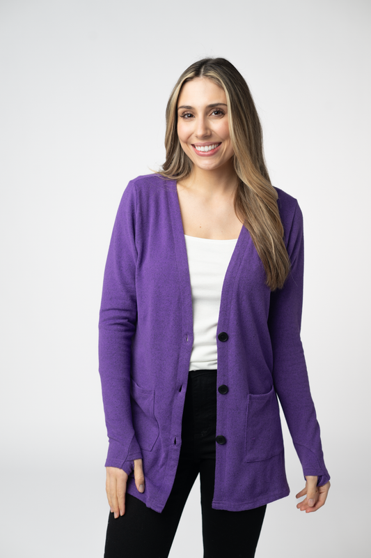 IN STOCK Cori Cardigan - Heathered Purple FINAL SALE