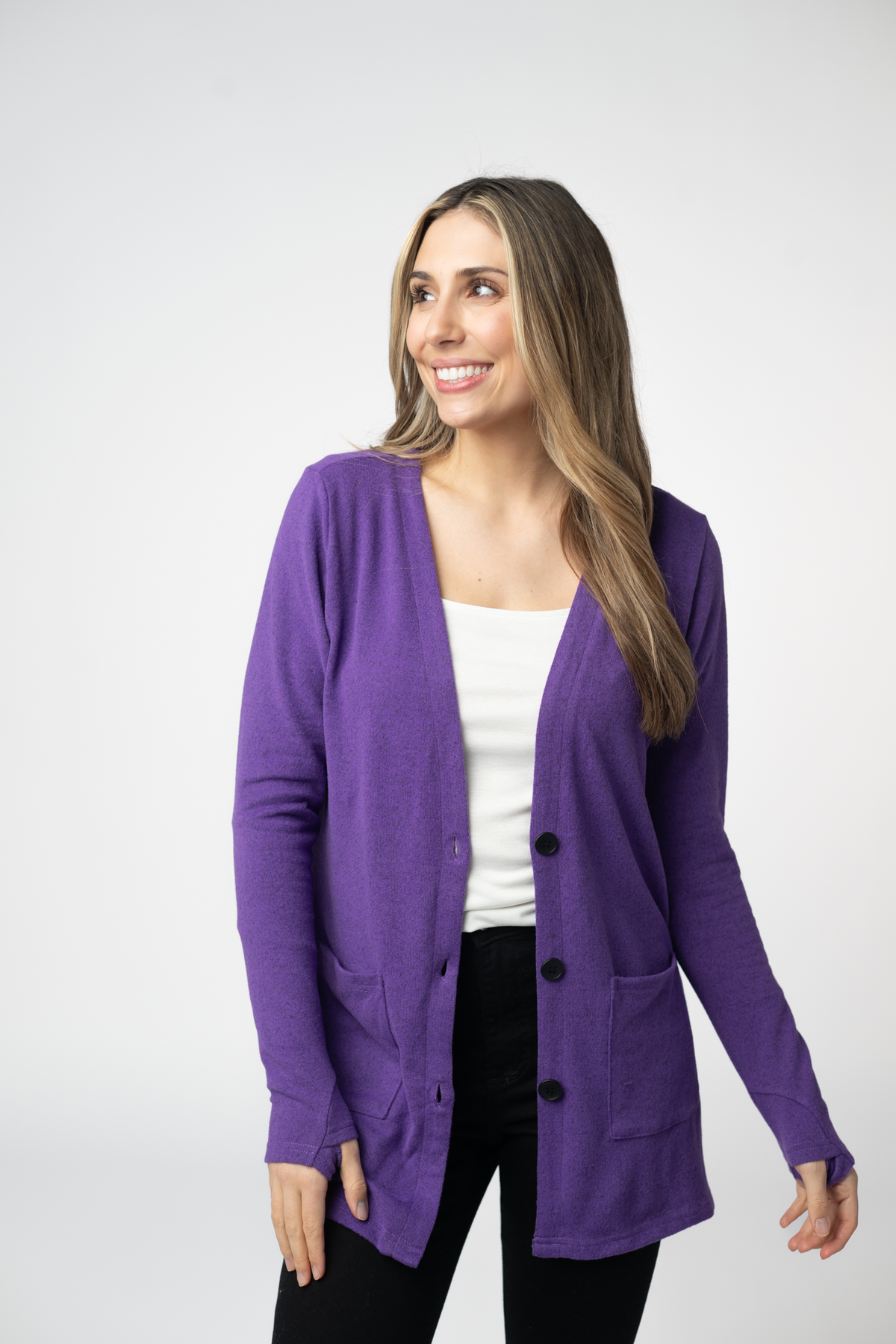 IN STOCK Cori Cardigan - Heathered Purple FINAL SALE