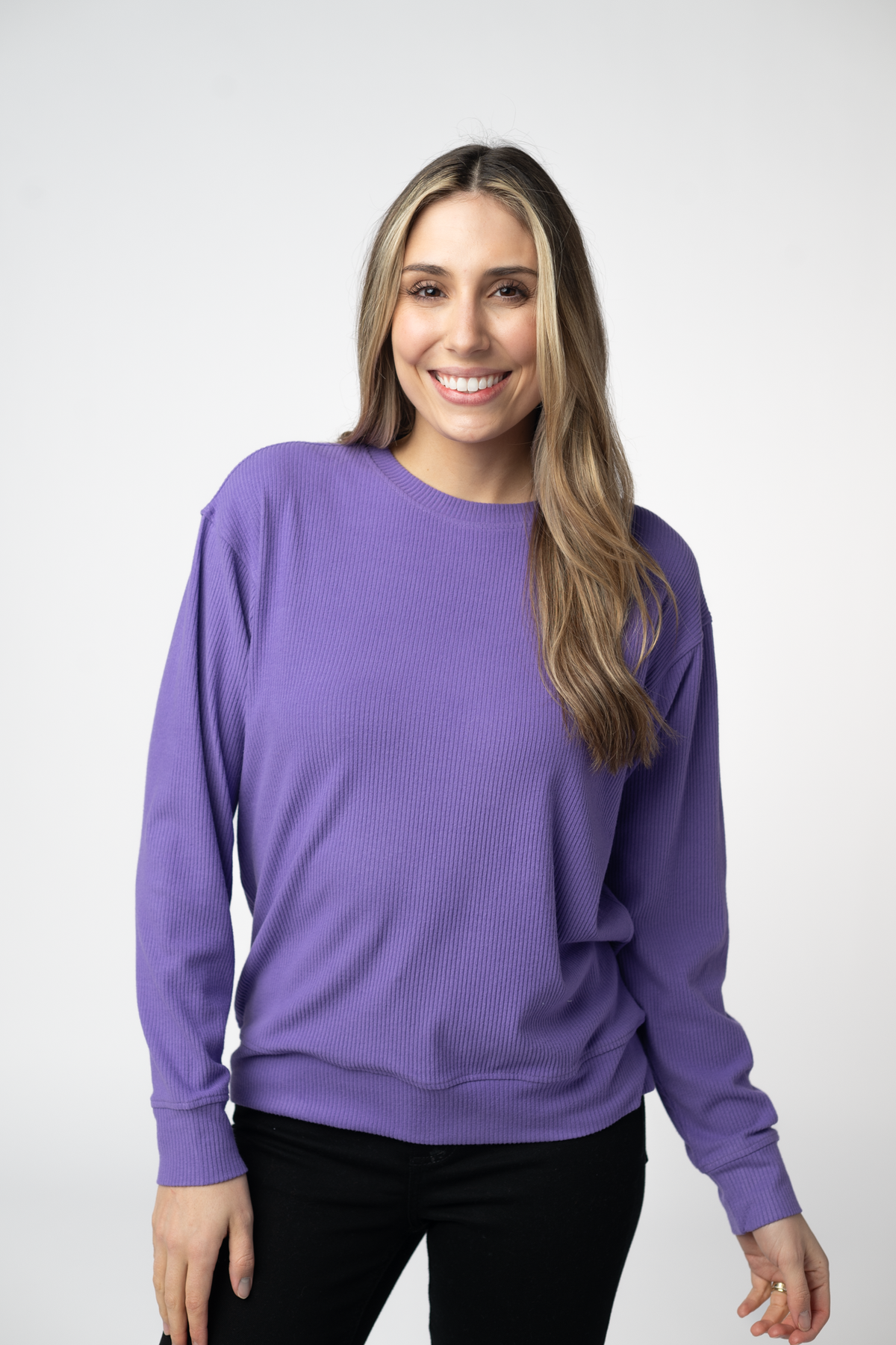 IN STOCK Corrine Ribbed Pullover Top - Purple FINAL SALE
