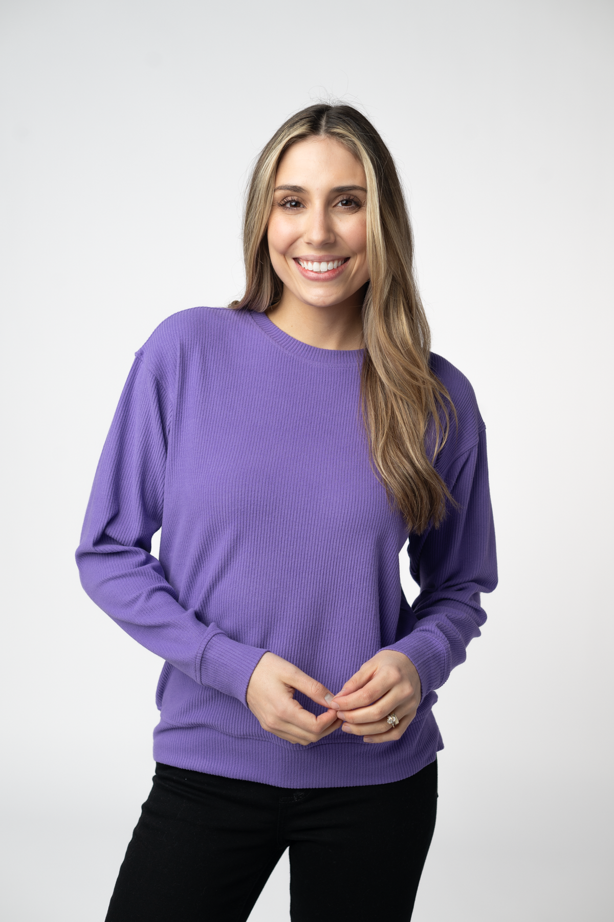 IN STOCK Corrine Ribbed Pullover Top - Purple FINAL SALE