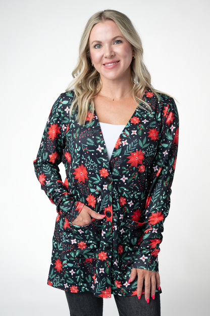 IN STOCK Cori Cardigan - Poinsettia Nights
