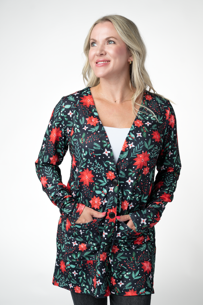 IN STOCK Cori Cardigan - Poinsettia Nights