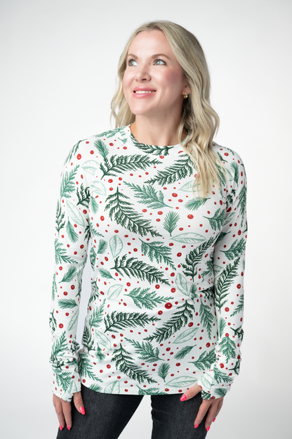 IN STOCK Blair Long Sleeve Top - Berry + Pine