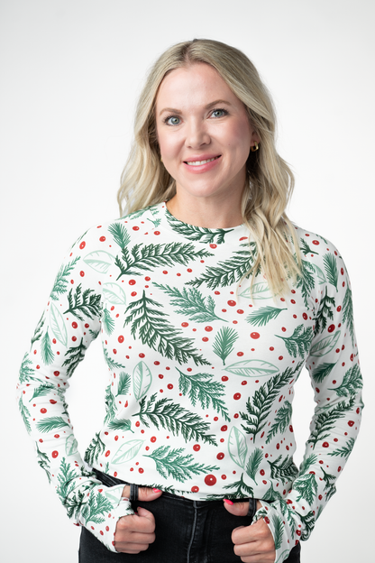 IN STOCK Blair Long Sleeve Top - Berry + Pine