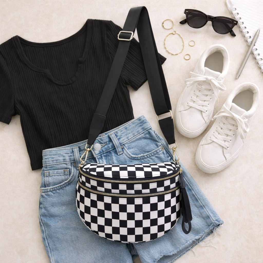 Ready to Ship | The Cleo - Checkered Sling Bag