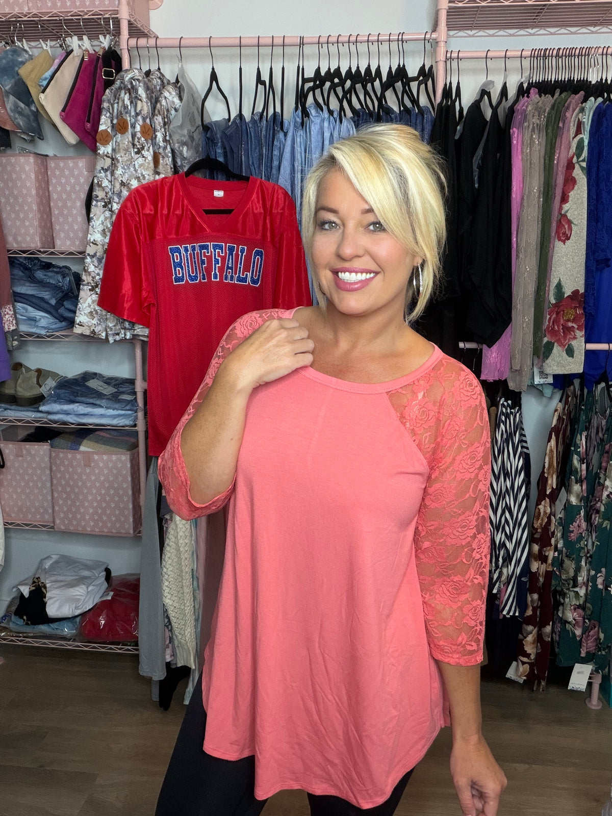 Zenana 3/4 Lace Tunic Top