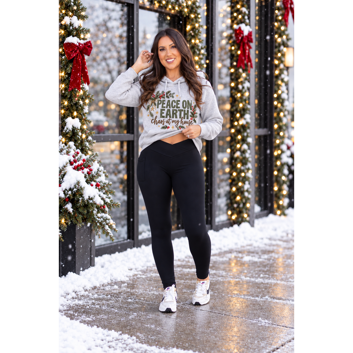 Ready to Ship |  The Stephanie - Crossover BLACK Pocket Full Length Leggings