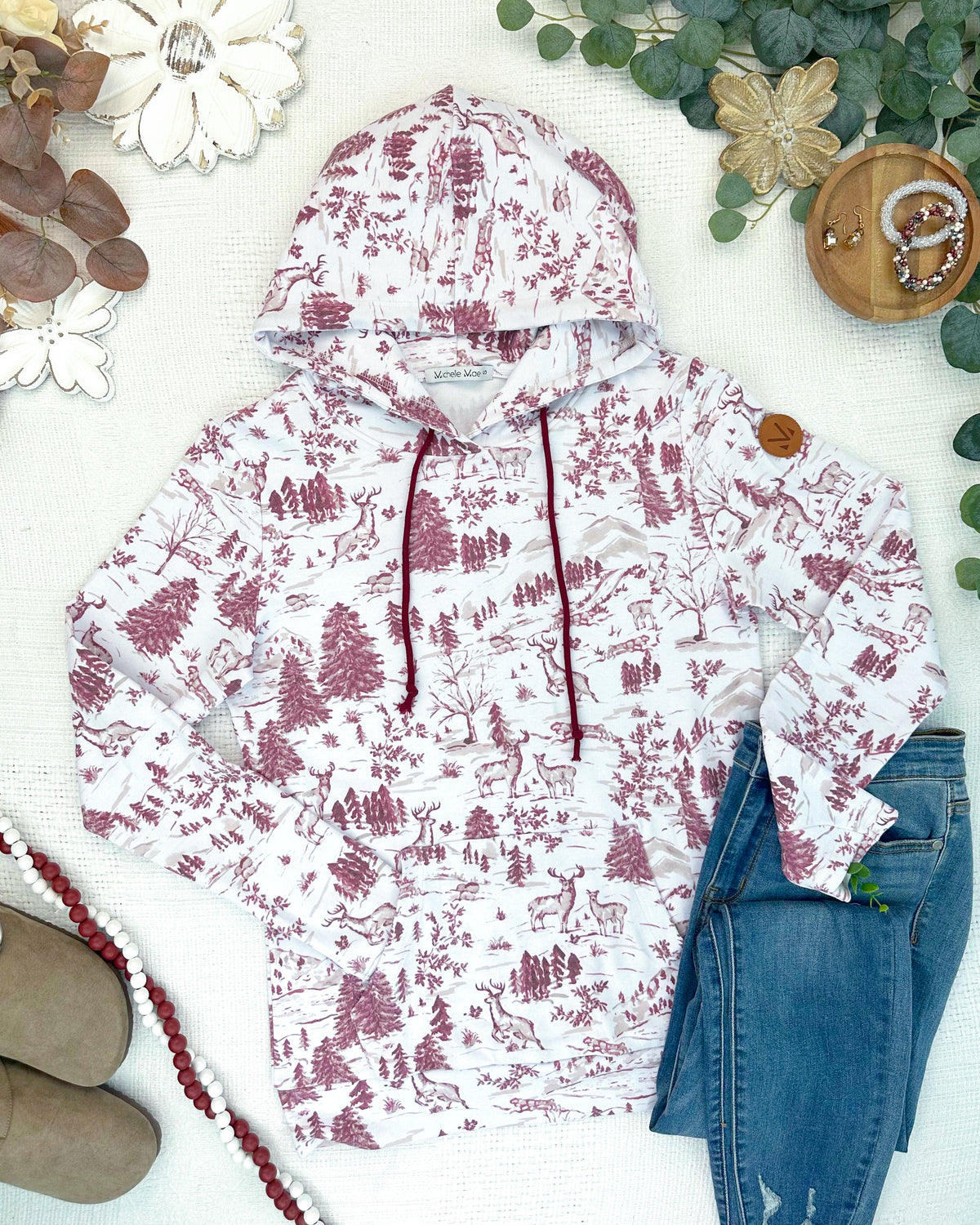 IN STOCK Hailey Pullover Hoodie -  Cranberry Woodland