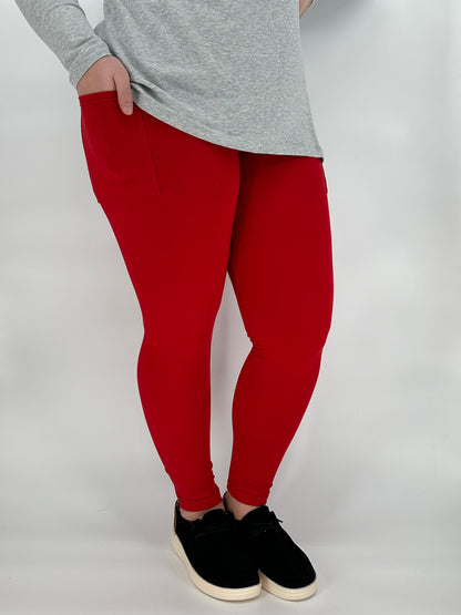 Ruby Red Leggings/Capri w/ Pockets!