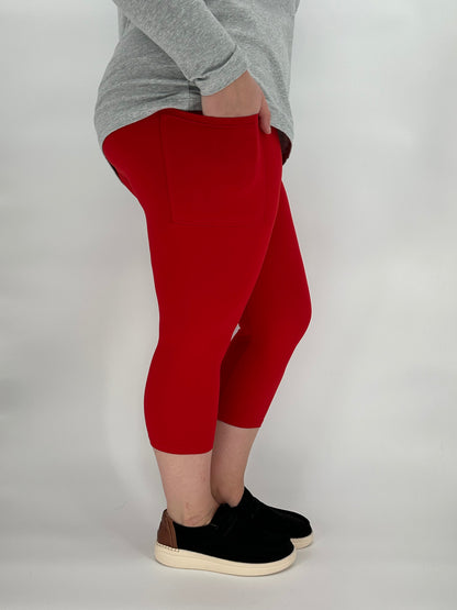 Ruby Red Leggings/Capri w/ Pockets!