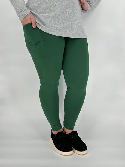 Pine Green Leggings/Capri w/ Pockets!