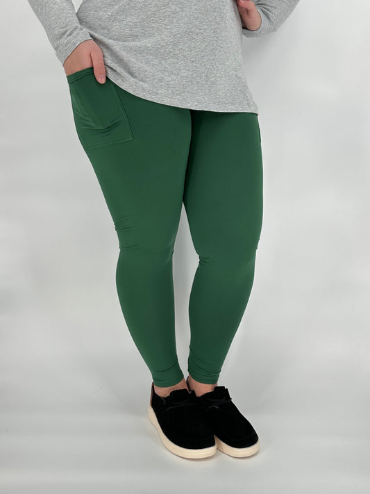Pine Green Leggings/Capri w/ Pockets!