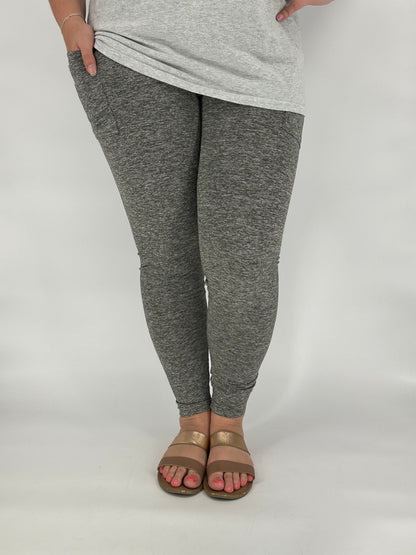Gray Fleece Leggings w/ Pockets