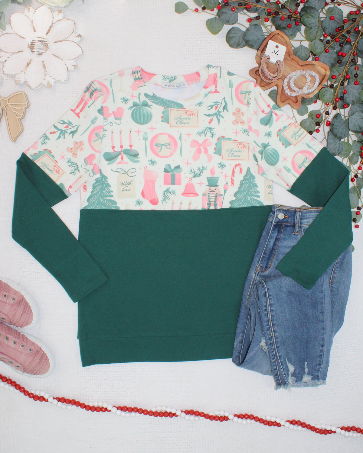 IN STOCK Natalie Pullover - Pink Pine Noel and Evergreen