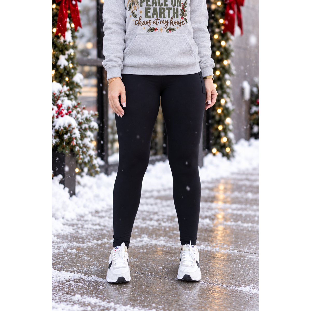 Ready to Ship |  The Stephanie - Crossover BLACK Pocket Full Length Leggings