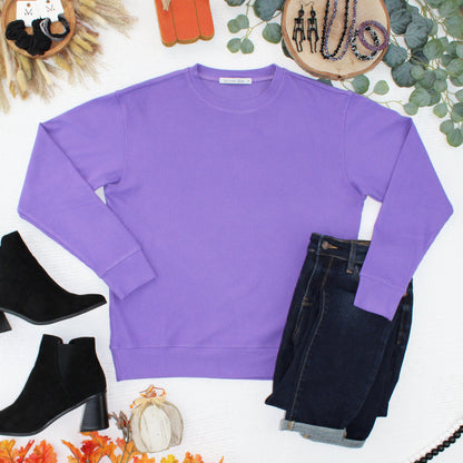 IN STOCK Corrine Ribbed Pullover Top - Purple FINAL SALE