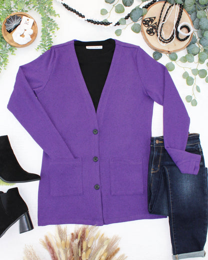 IN STOCK Cori Cardigan - Heathered Purple FINAL SALE