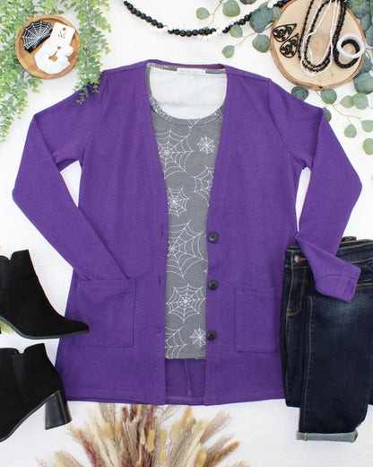 IN STOCK Cori Cardigan - Heathered Purple FINAL SALE