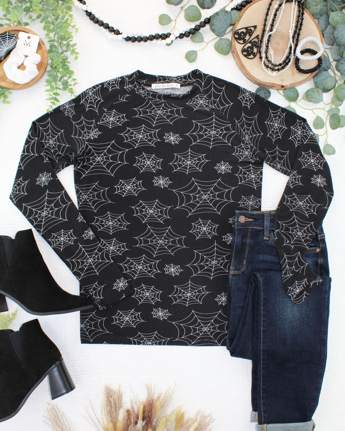 IN STOCK Blair Long Sleeve Top - Midnight Webs FINAL SALE