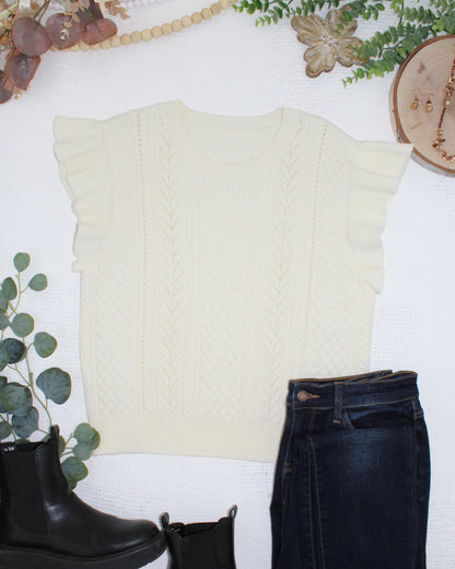 IN STOCK Felicity Flutter Sweater Top - Ivory FINAL SALE